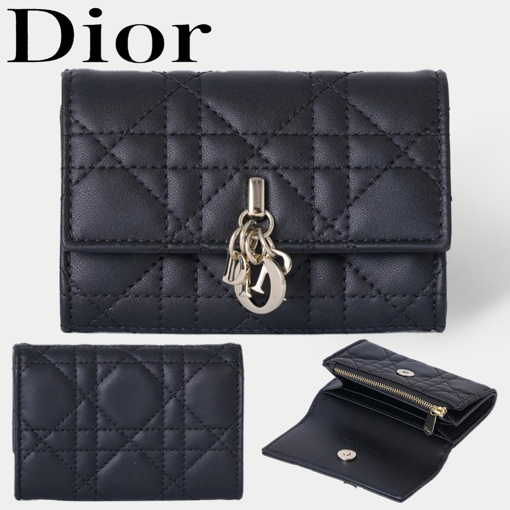 人気★Dior My Dior Glycine ウォレット カナージュ ラムスキン