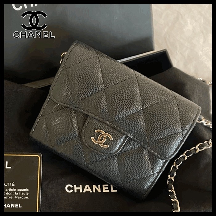 【大人気デザイン☆】CHANEL ミニ チェーンウォレット ブラック