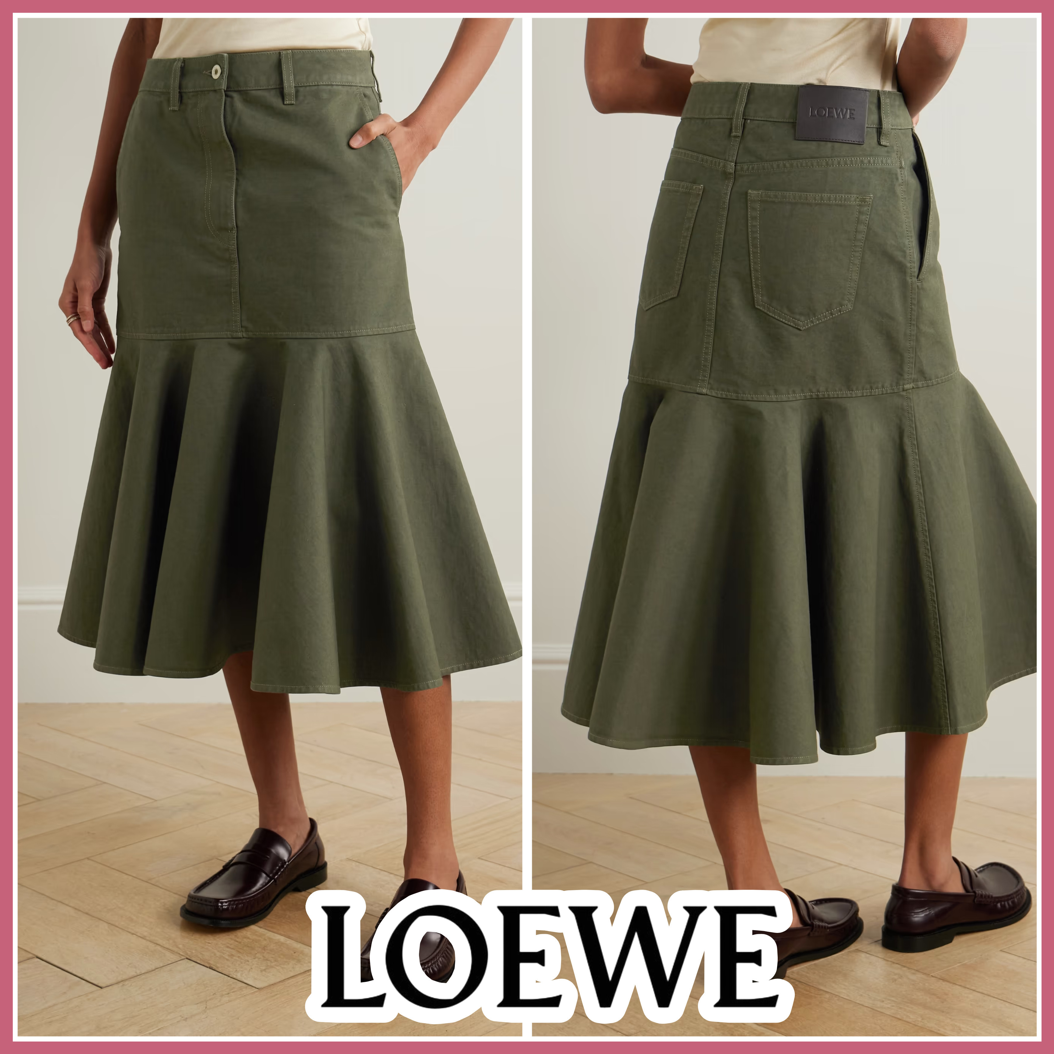 【関税込み】☆LOEWE☆ コットンツイル ミディ丈スカート