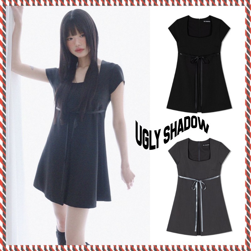 【UGLY SHADOW】25ss SQUARE RIBBON DRESS