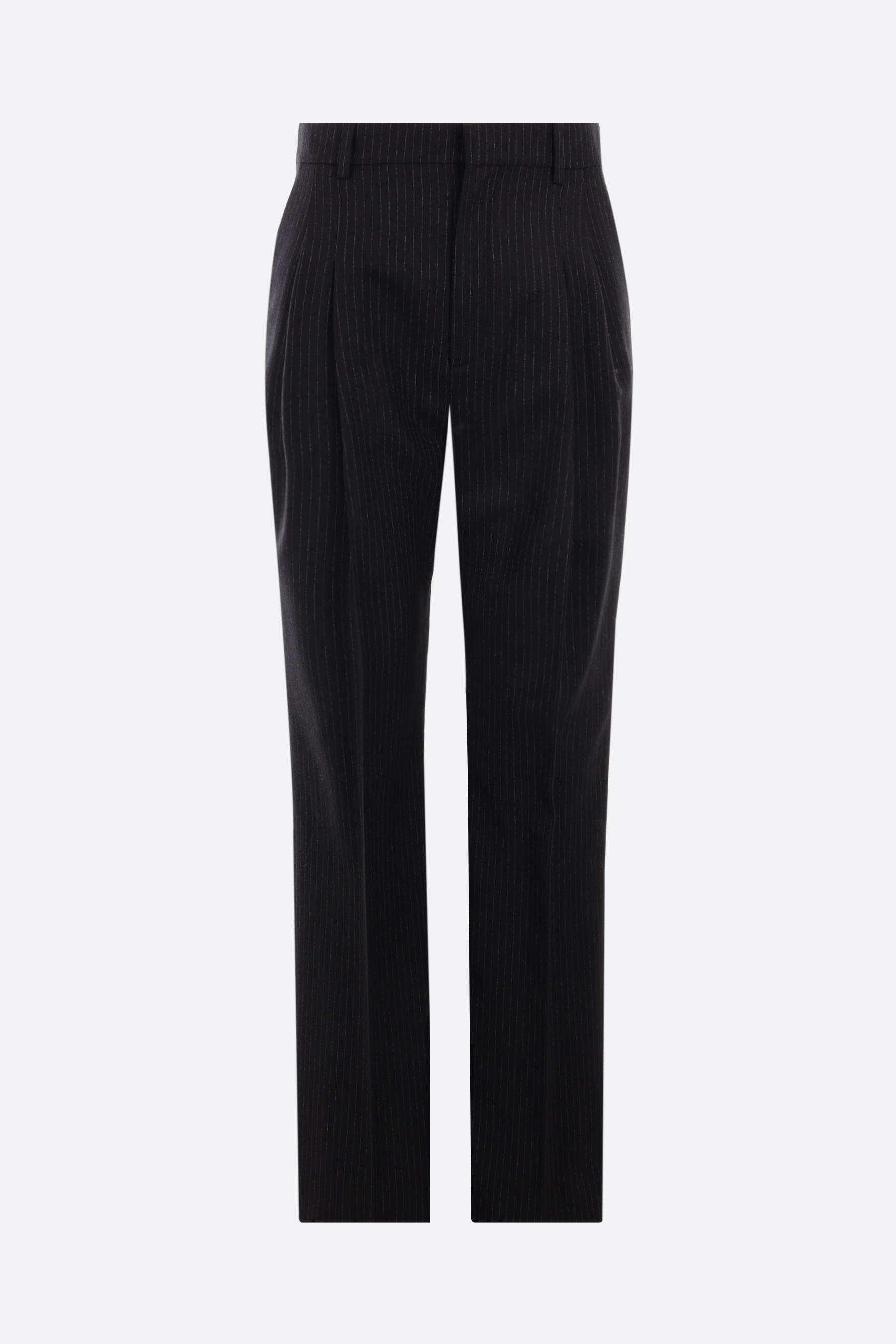 【関税&送料込】Saint Laurent Pinstriped Wool Straight-Leg P