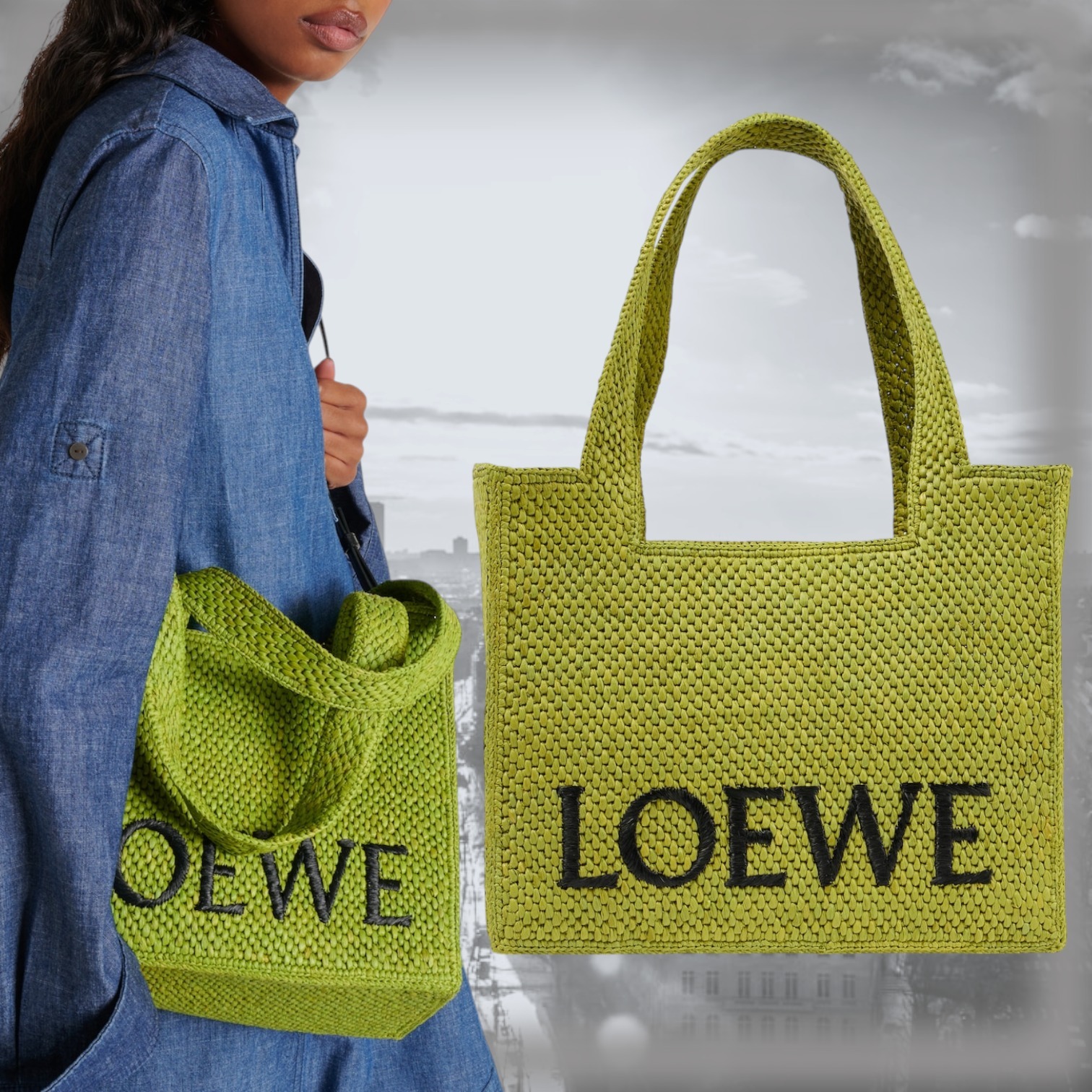 【LOEWE】Paula's Ibiza ミディアム ラフィア ショッパー トート