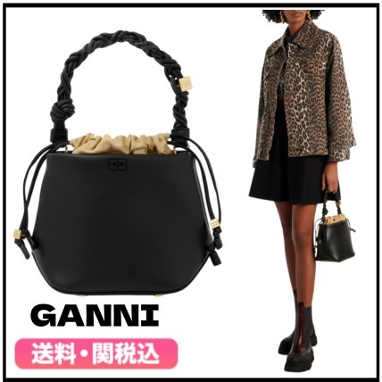 ★GANNI★ ウーブンハンドル レザーバケットバッグ 送料関税込