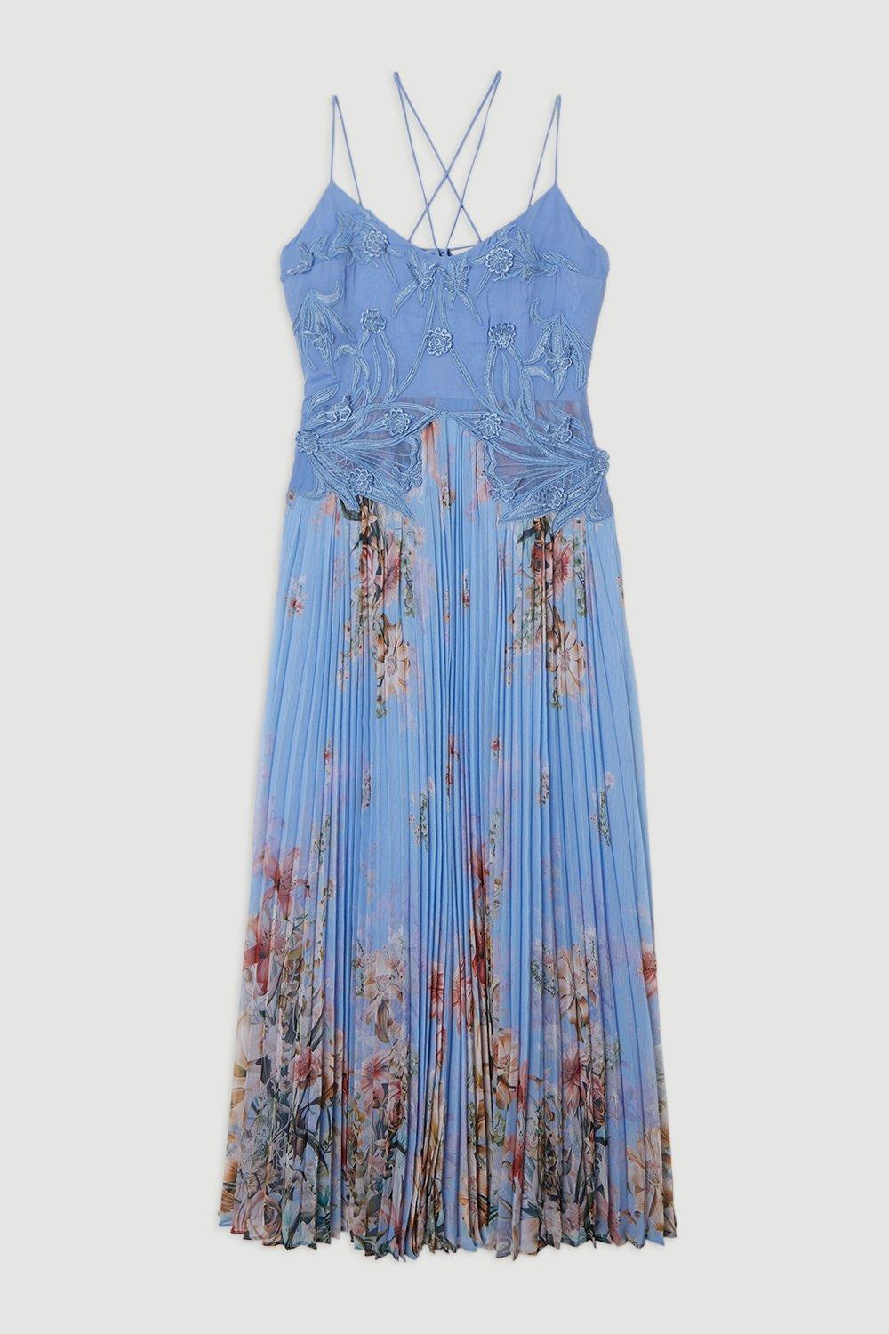 KAREN MILLEN*レーストップ プリーツストラップマキシワンピース KAREN MILLEN*レーストップ プリーツストラップマキシワンピース