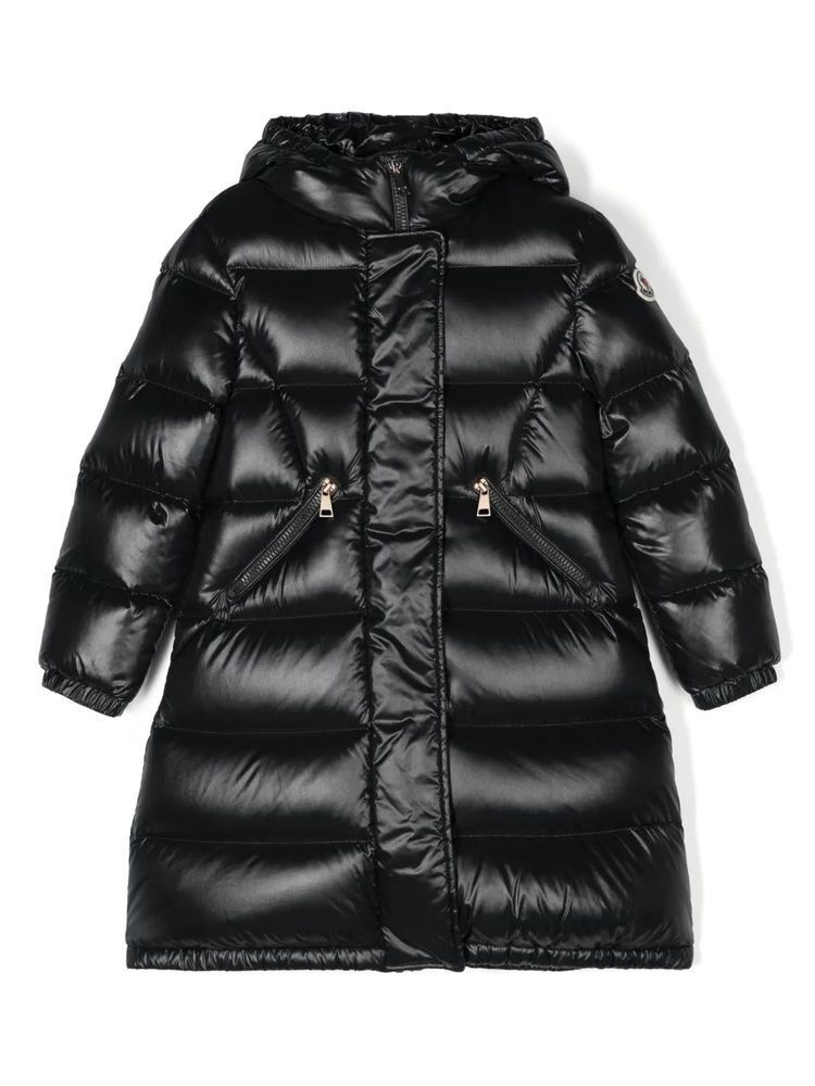 キッズアウター MONCLER KIDS Girls Bellevue Long Puffer Jacket Black