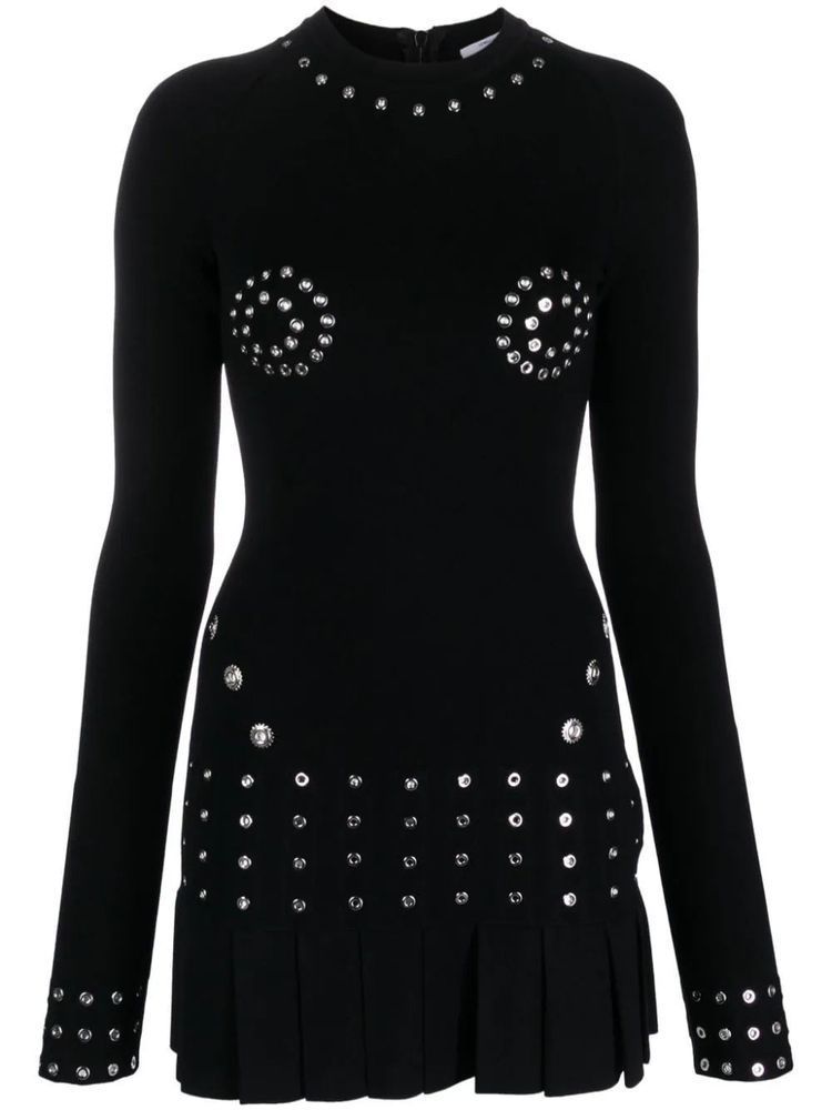 ワンピース OFF-WHITE WOMEN Eyelet Pleated Mini Dress Black