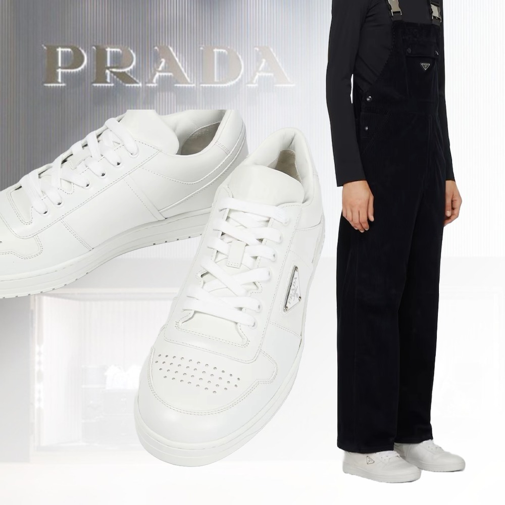 【履き心地抜群】PRADA ダウンタウンレザースニーカー ホワイト