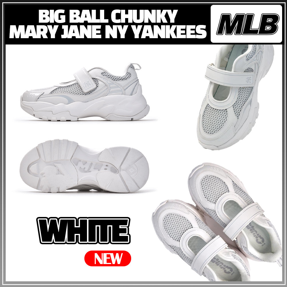25SS新作人気モデル【MLB】BigBall Chunky Mary Jane NYホワイト