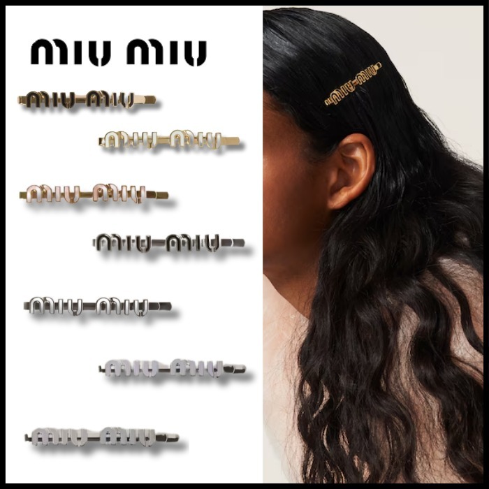 【MIU MIU】 エナメル加工のメタルヘアクリップ ☆関税送料込み