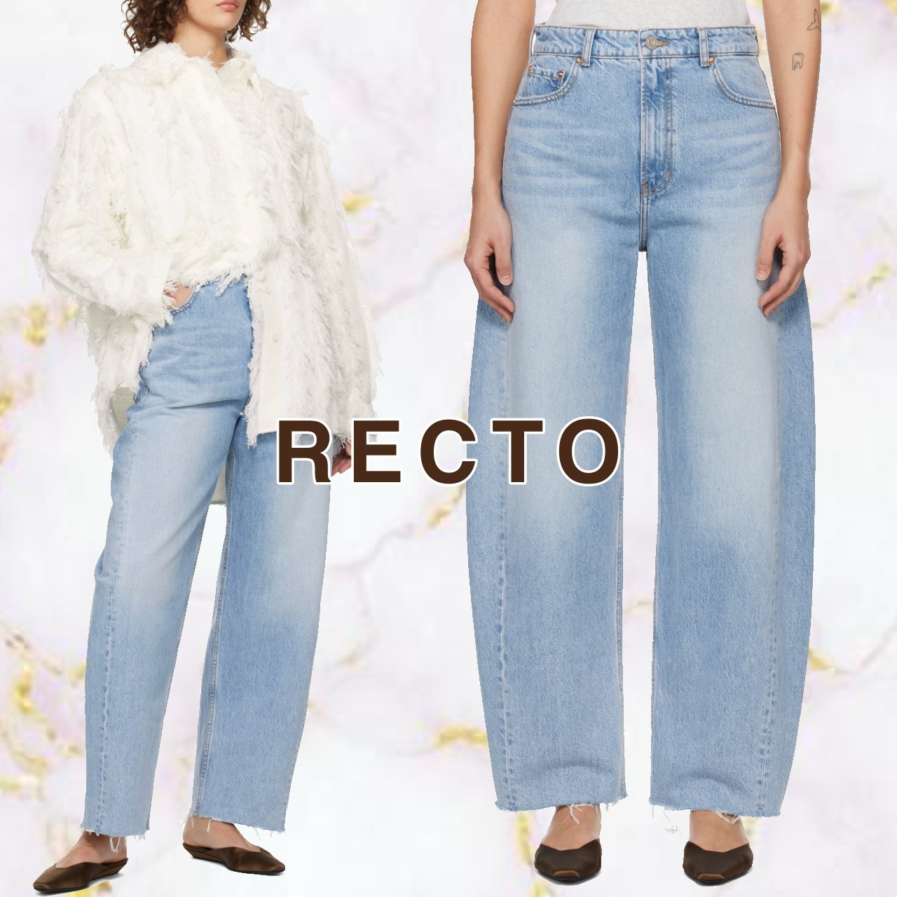 トレンドシルエット【RECTO】90s High-Rise Curved Leg ジーンズ