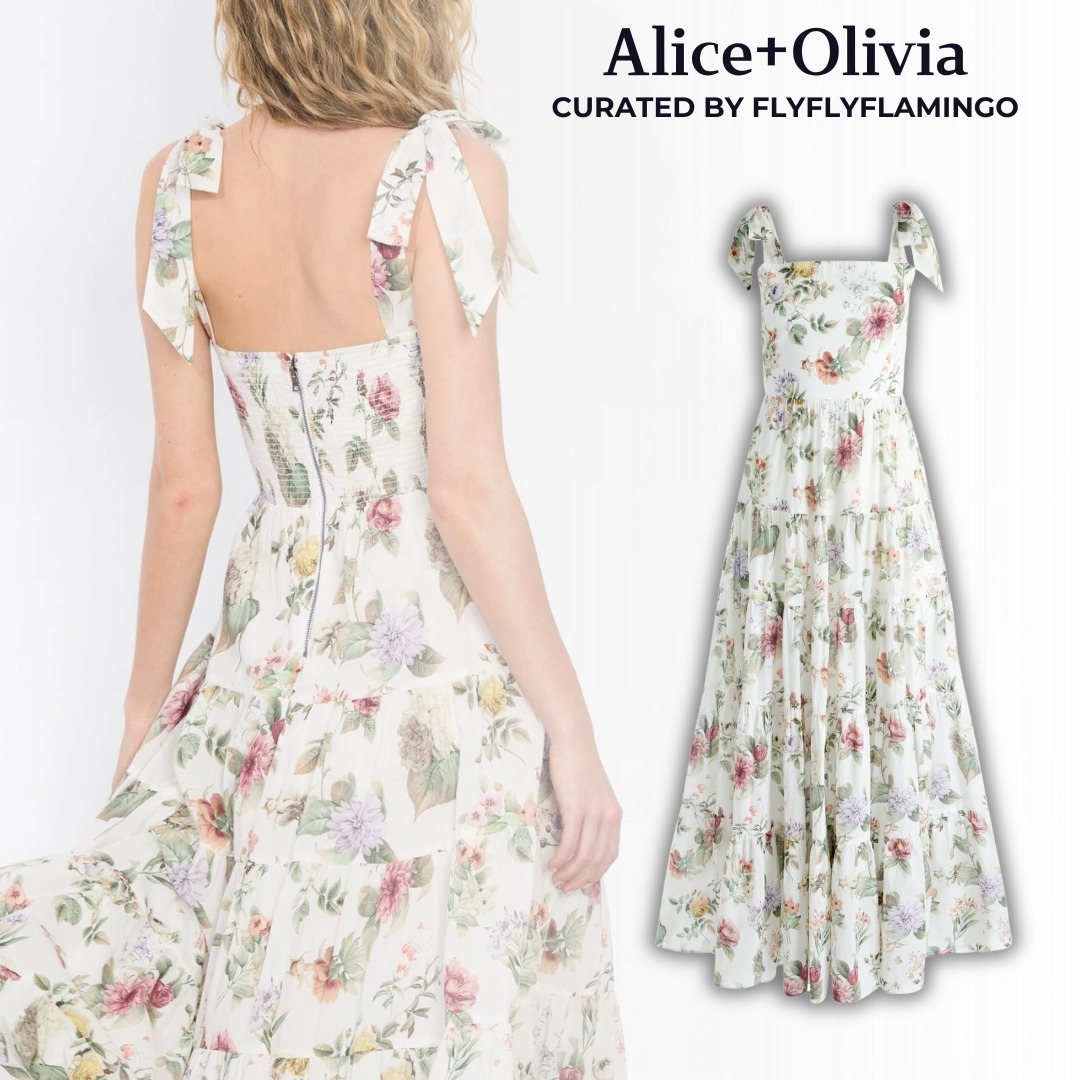 【Alice+Olivia】花柄 MONNIE リボン ノースリーブ マキシドレス