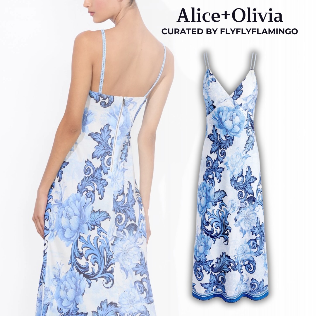 上品!【Alice+Olivia】KIRO 編み込みストラップ スリップドレス