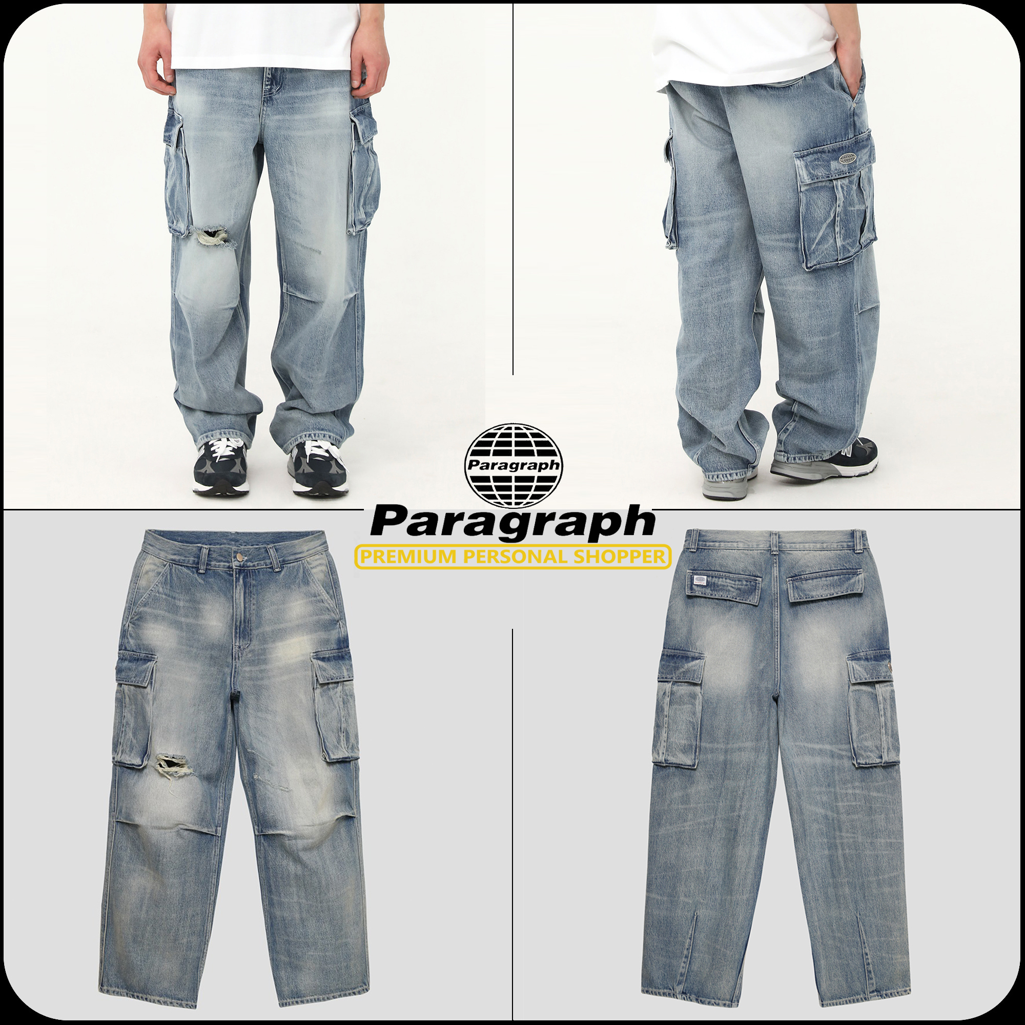 [PARAGRAPH]★韓国大人気★LIGHT BLUE CARGO DEMIM PANTS