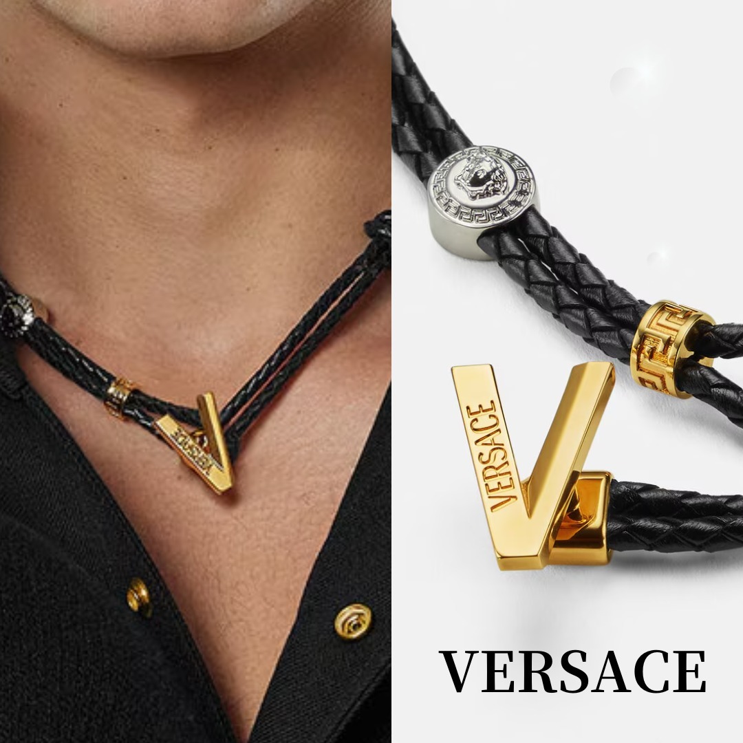 【VERSACE】レザー ネックレス V2025 Chain