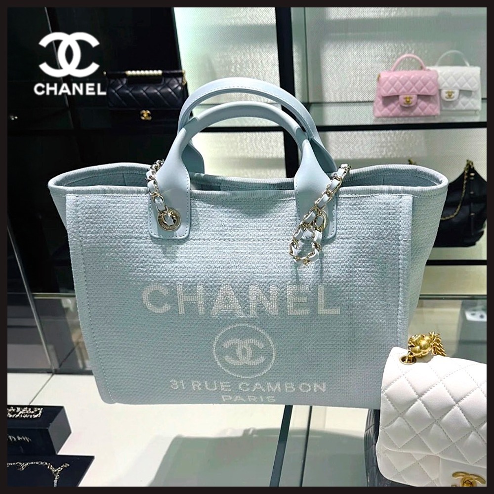 【爽やかなカラー★定番】CHANEL ドーヴィル トートバッグ