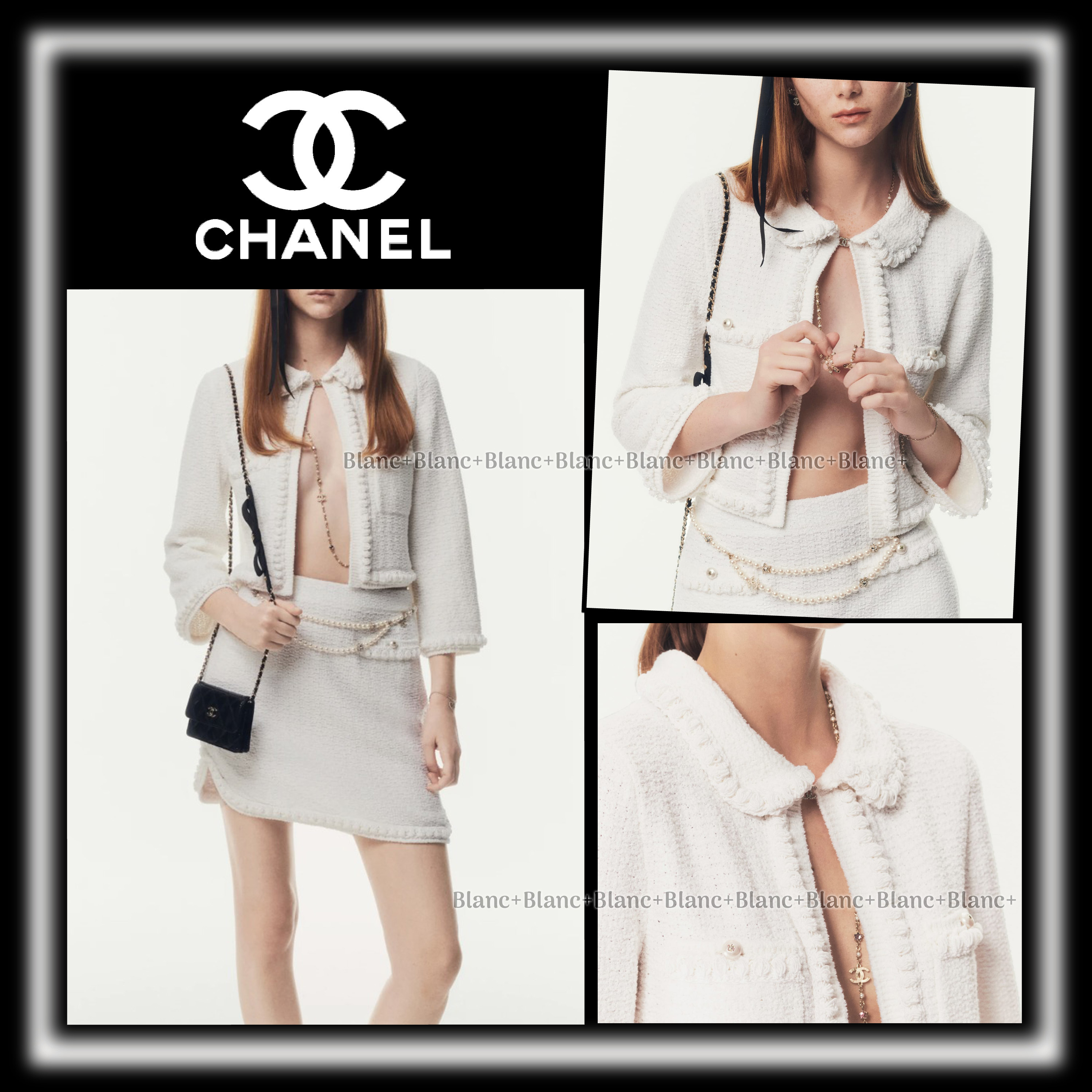 ホワイトで清楚♡【CHANEL】コットン シルク ジャケット