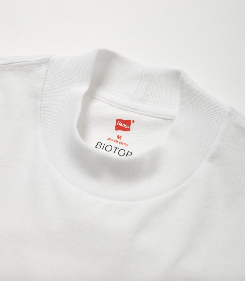《Hanes for BIOTOP》USコットンモックネックパックTシャツ