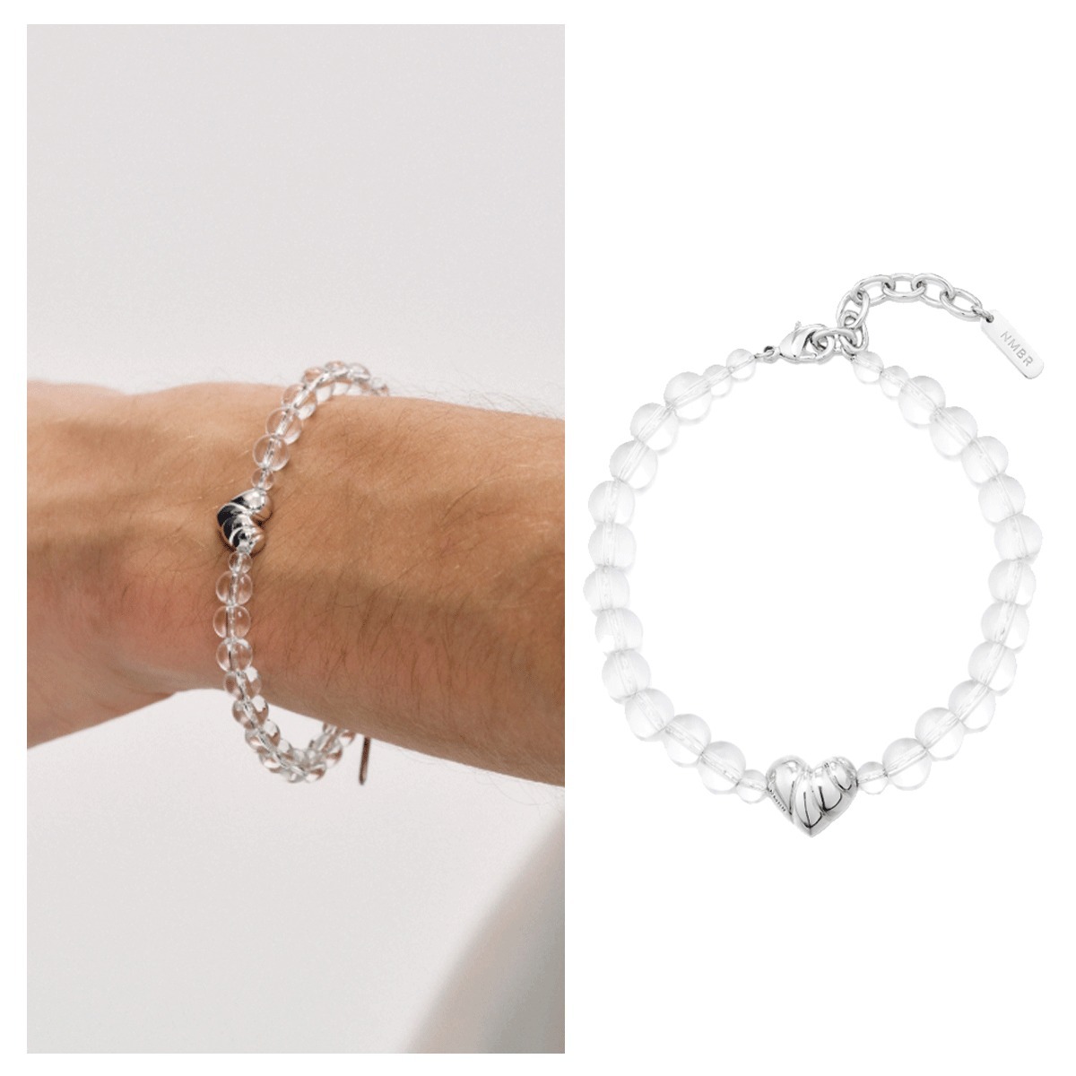 ブレスレット Numbering Clear Quartz Bracelet with Wavy Heart#5939 5BNY881
