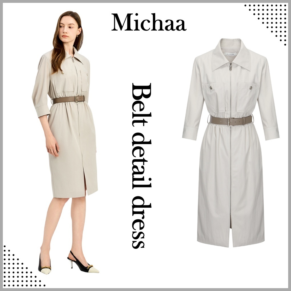 ◆MICHAA ベルトディテールドレス