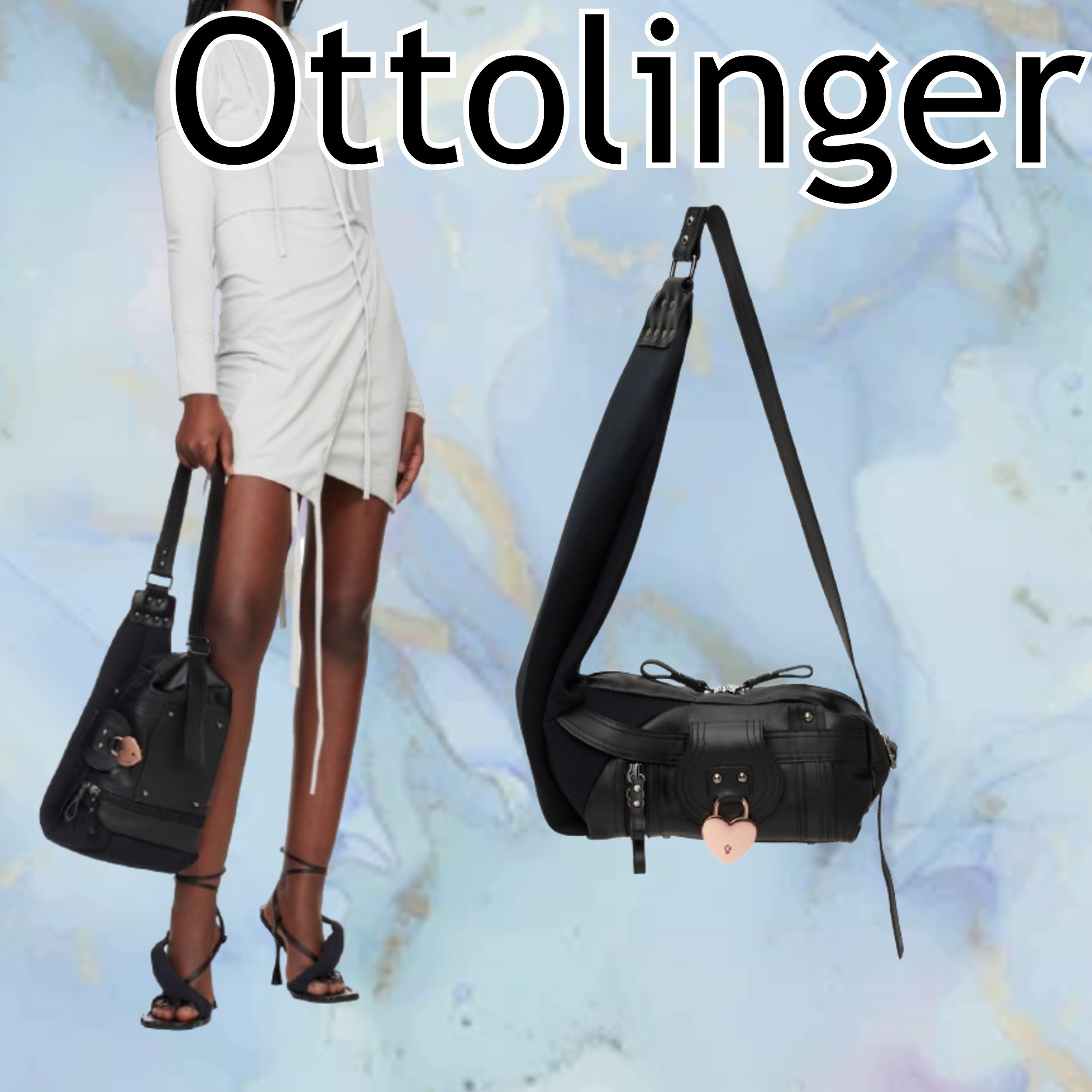 ハートがポイント【Ottolinger】ミニ ネオプレン レザー バッグ