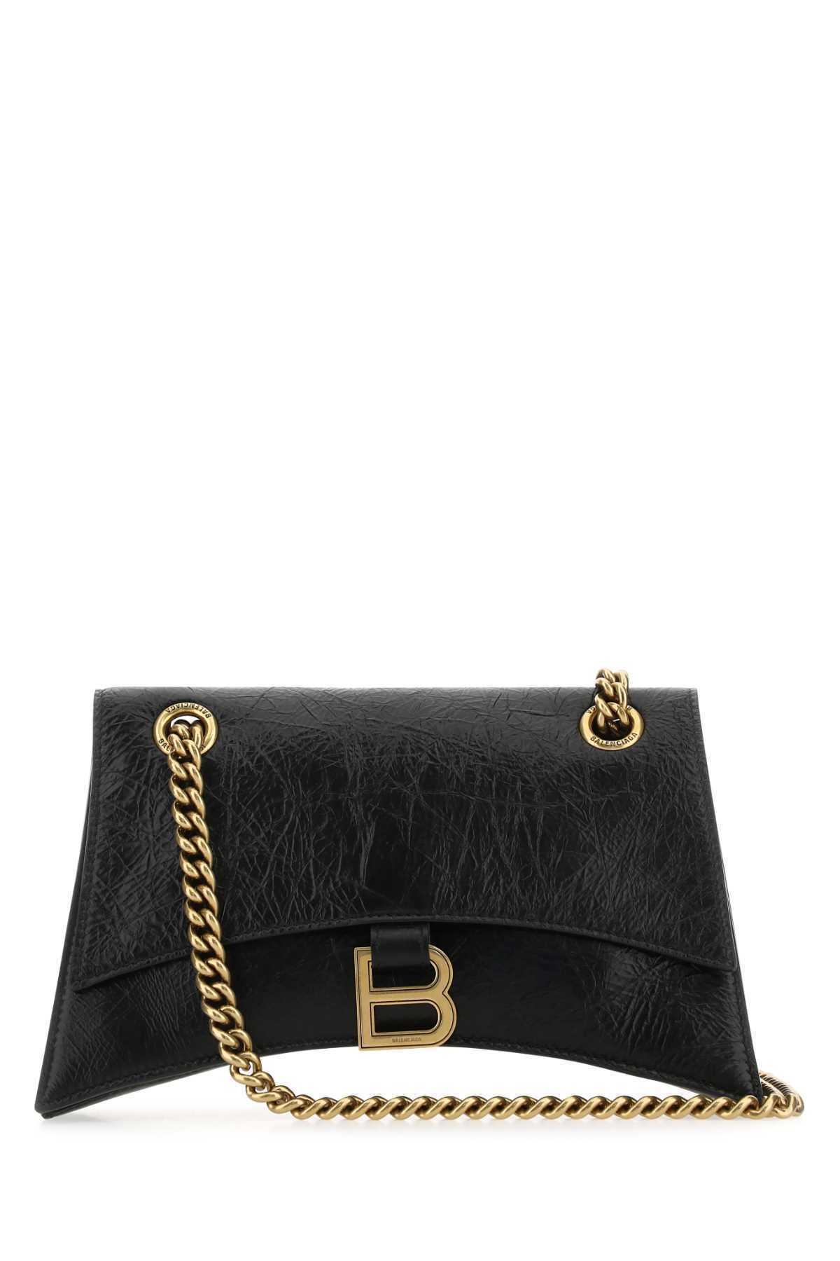 【関税&送料込】Balenciaga Black Leather Small Crush Shoulde