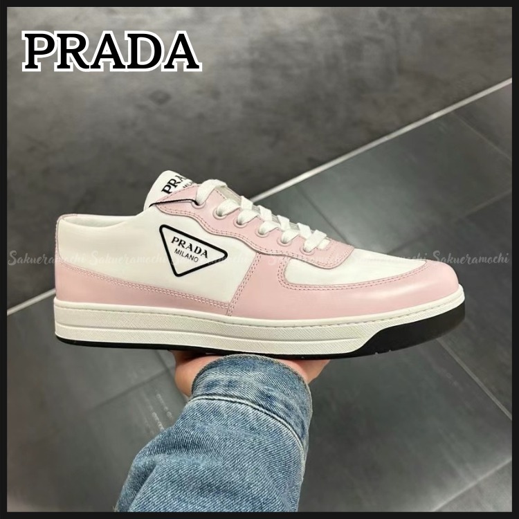 【PRADA】lady's 美品！triangleロゴ スニーカー pink
