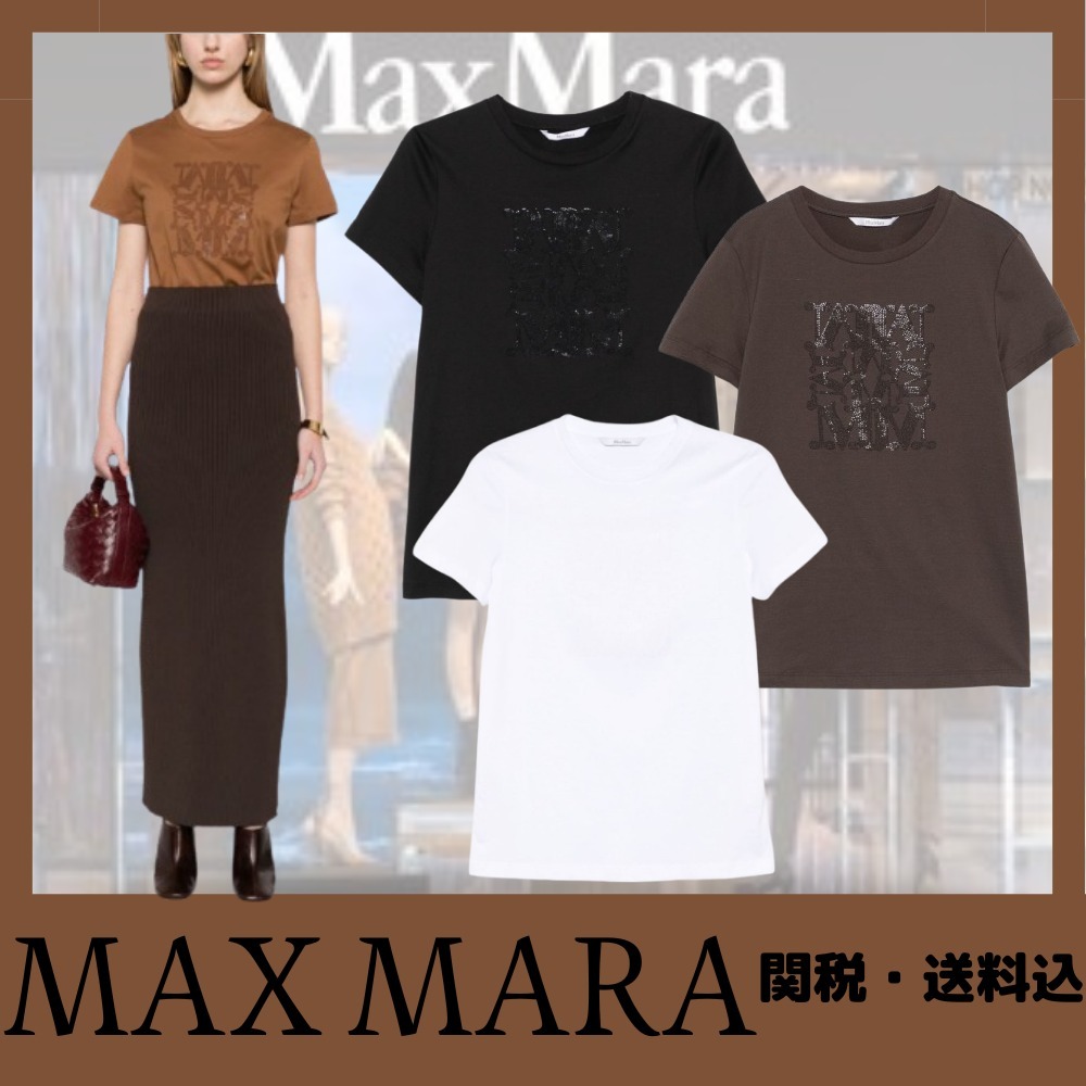 新作☆【Max Mara】ロゴ入りコットンTシャツ