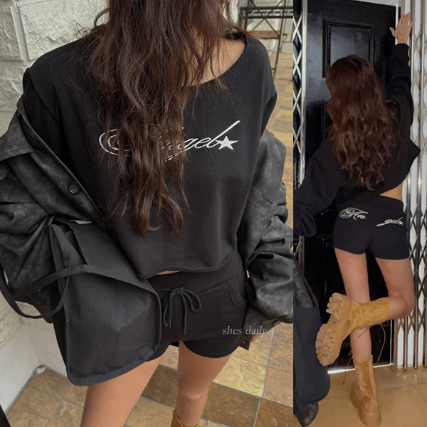 Angel Sweat Top Short Pants Set ★2color