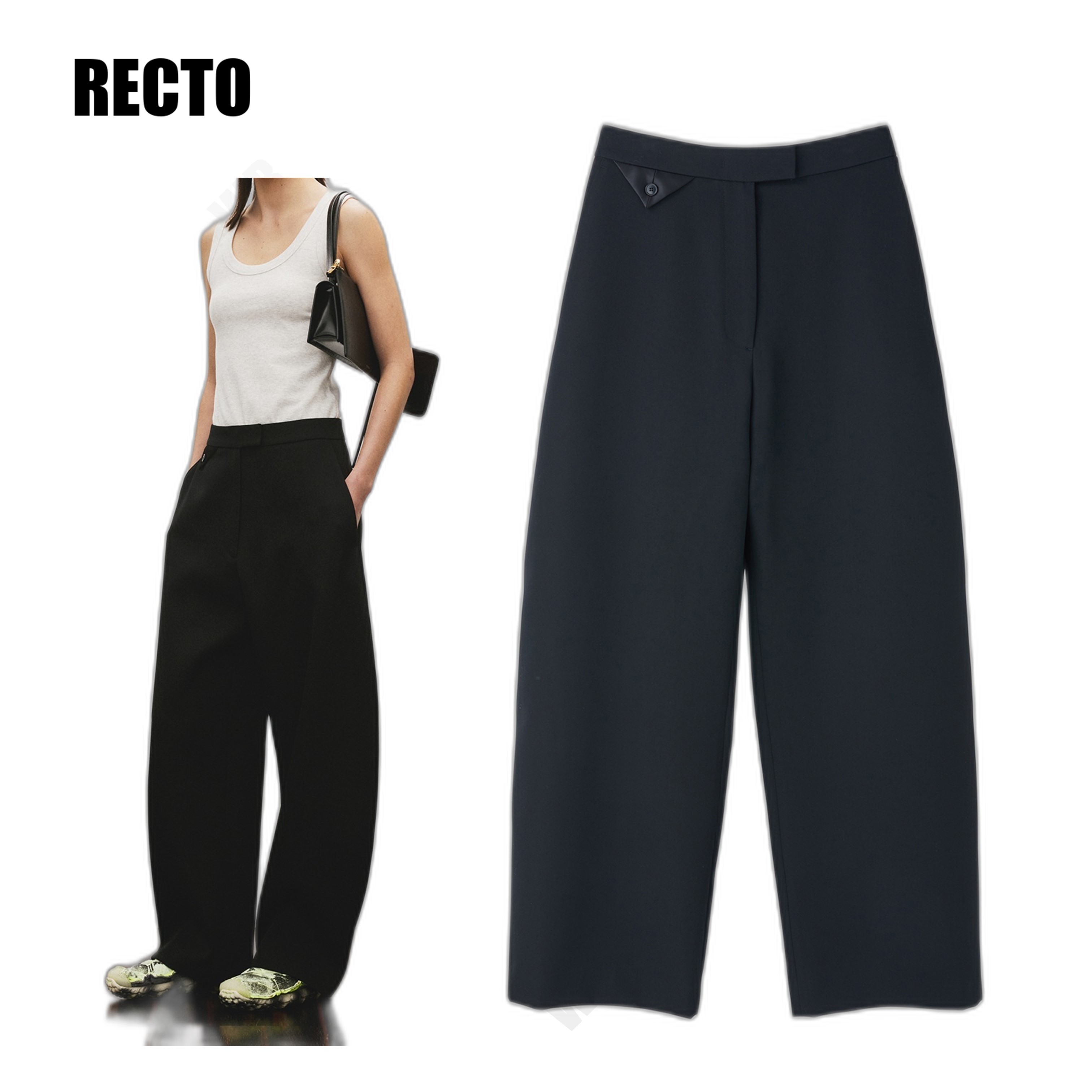 [RECTO] HIGH-RISE CURVED LEGS WOOL PANTS ☆送料込☆