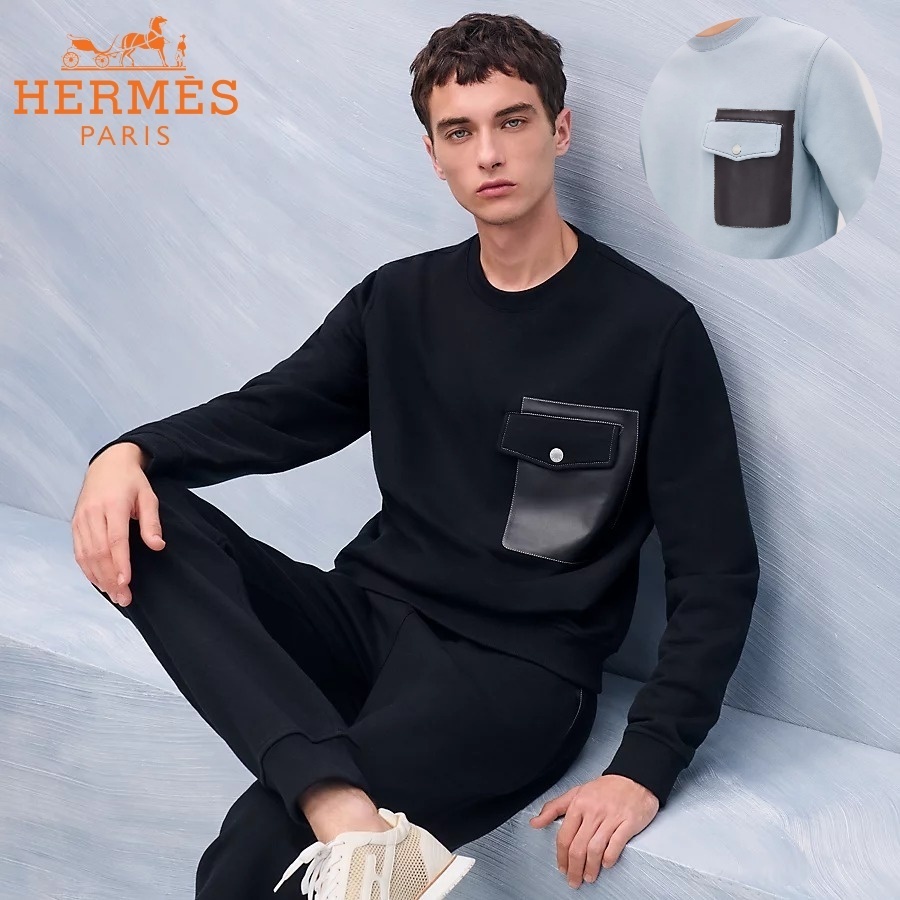 レザーサドルプリント【HERMES】ラウンドネックスウェットシャツ