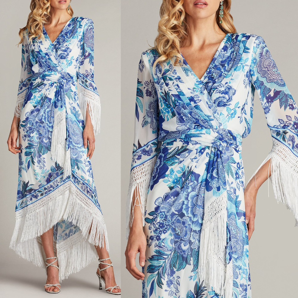 TADASHI SHOJI タダシ ショウジ タッセルフリンジラップドレス