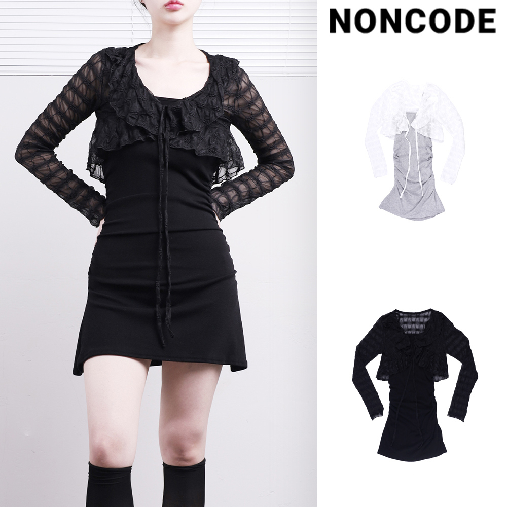 【NONCODE】Elle see-through cardigan + N/S one-piece set