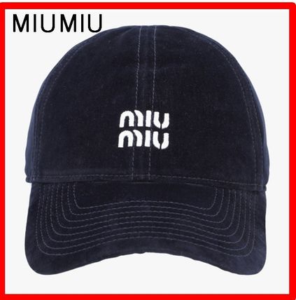 【国内発】MIU MIU ロゴ ベルベット ベースボールキャップ ☆人気☆【MIU MIU】☆ロゴ ベルベット ベースボールキャッ.プ