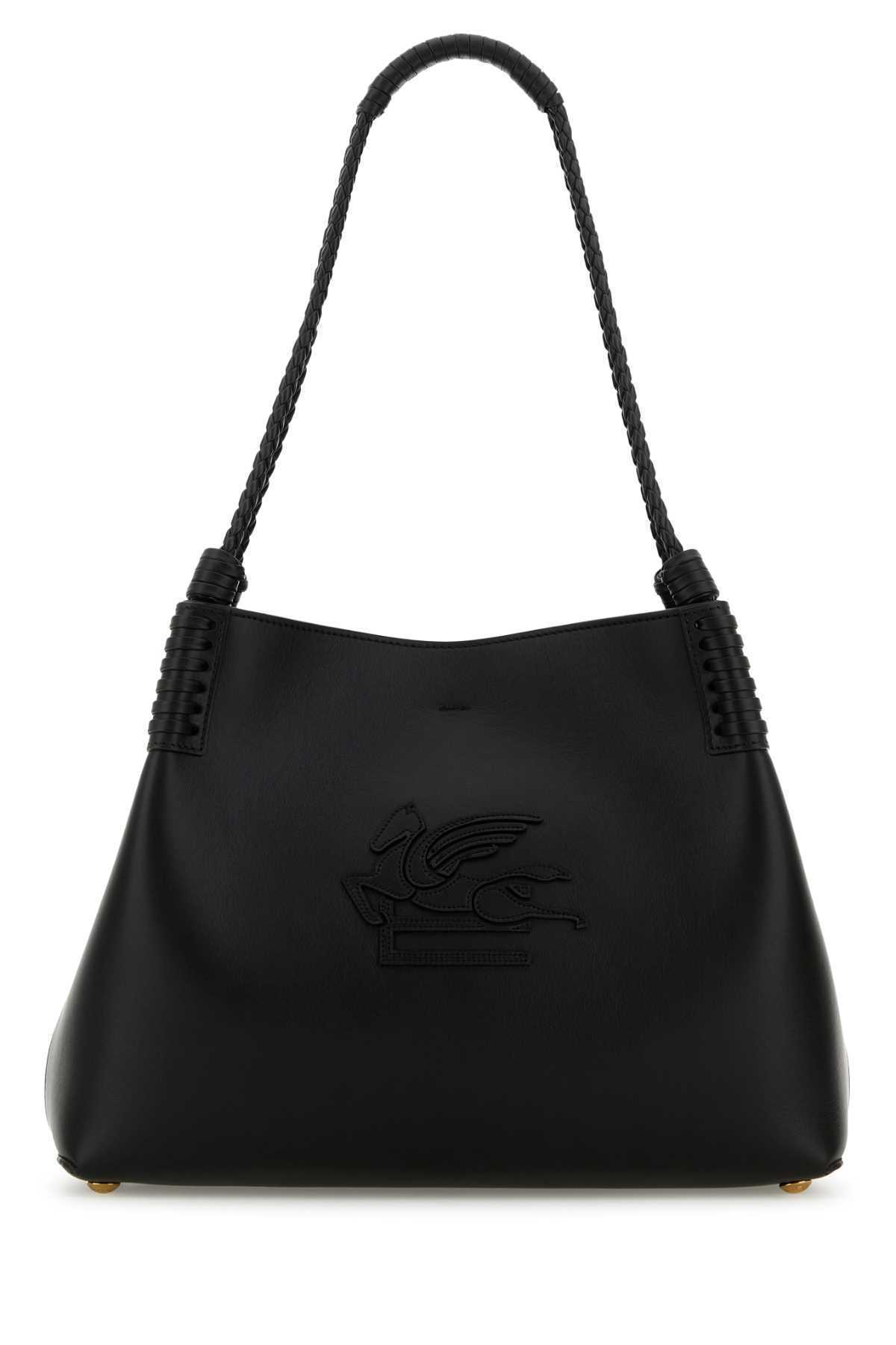 【関税&送料込】Etro Black Leather Small Libra Shopping Bag