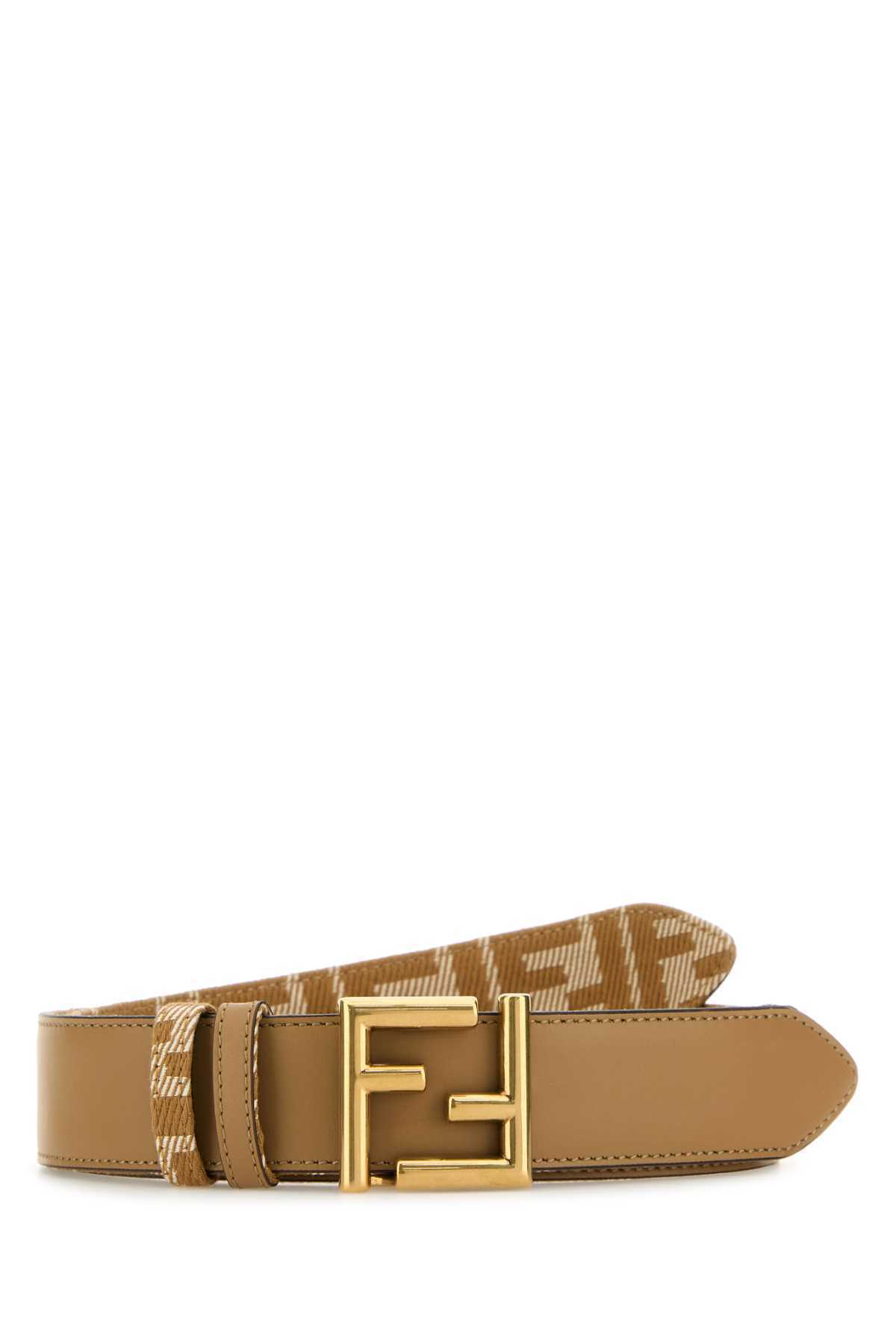【関税&送料込】Fendi Beige Leather Ff Reversible Belt