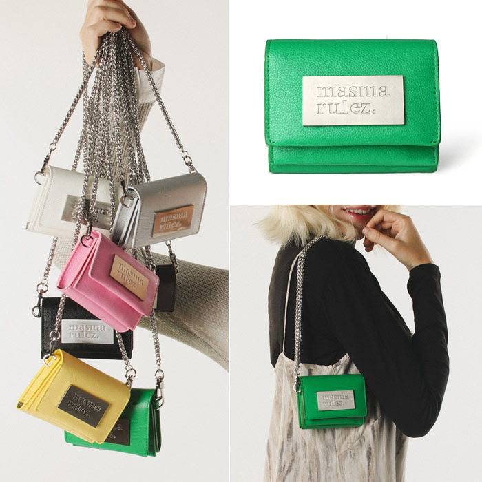 [masmarulez] 304 Micro wallet bag_green 財布 チェーン付き