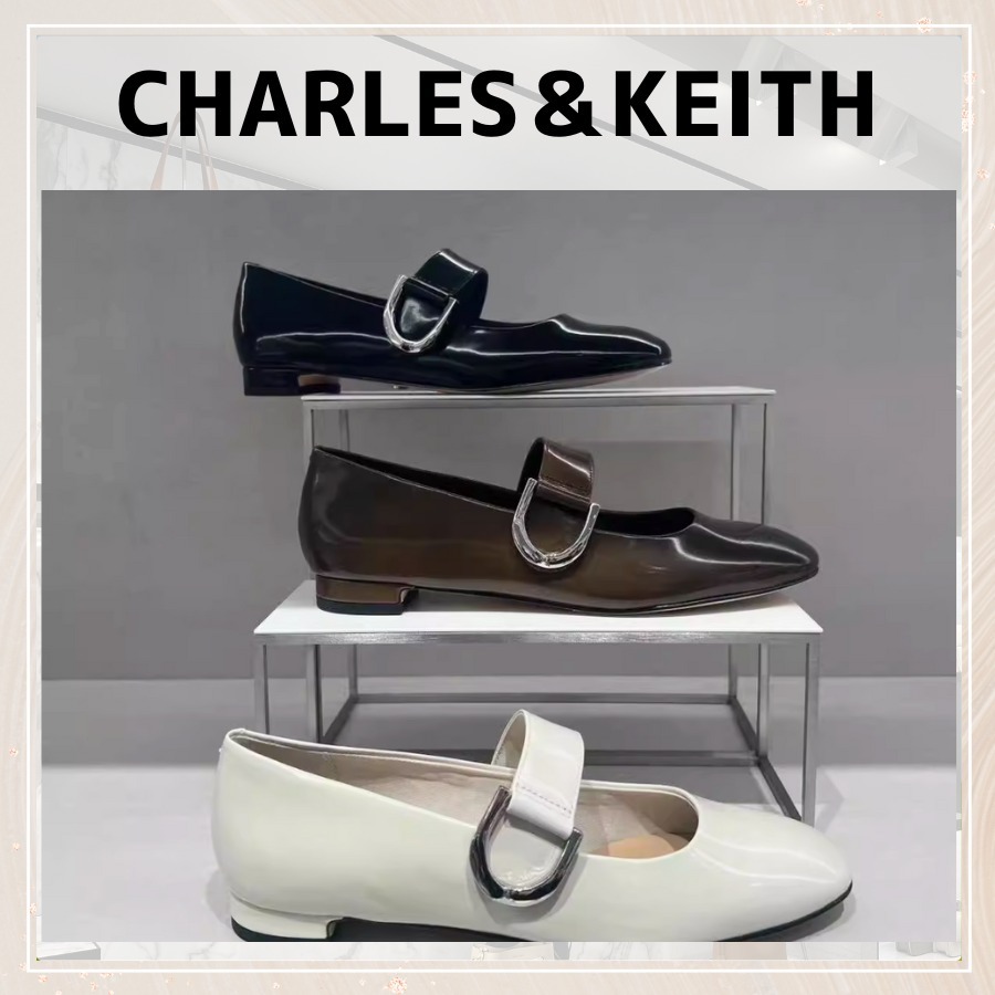 追跡有★Charles&Keith 本革 Gabine バックル メリージェーン