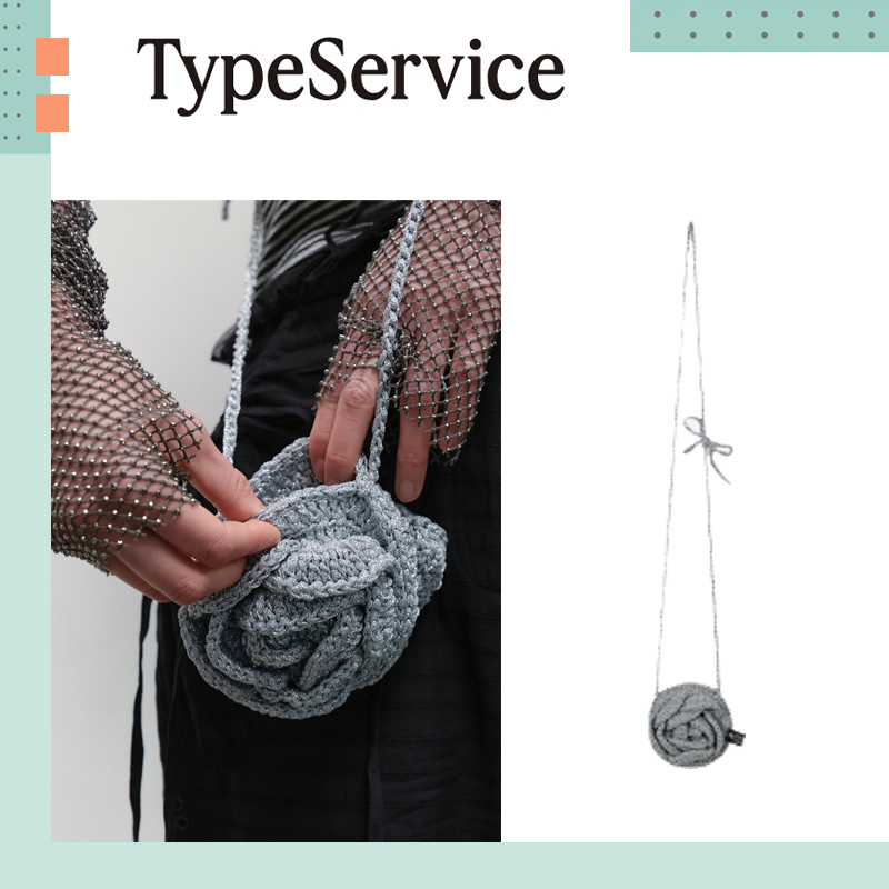 TYPESERVICE ♥ Glittered Rose Handmade Knitted Bag