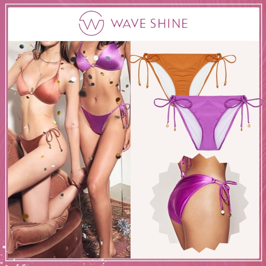 追跡有★WAVE SHINE 18金加工 サイドリボン 光沢 ビキニショーツ