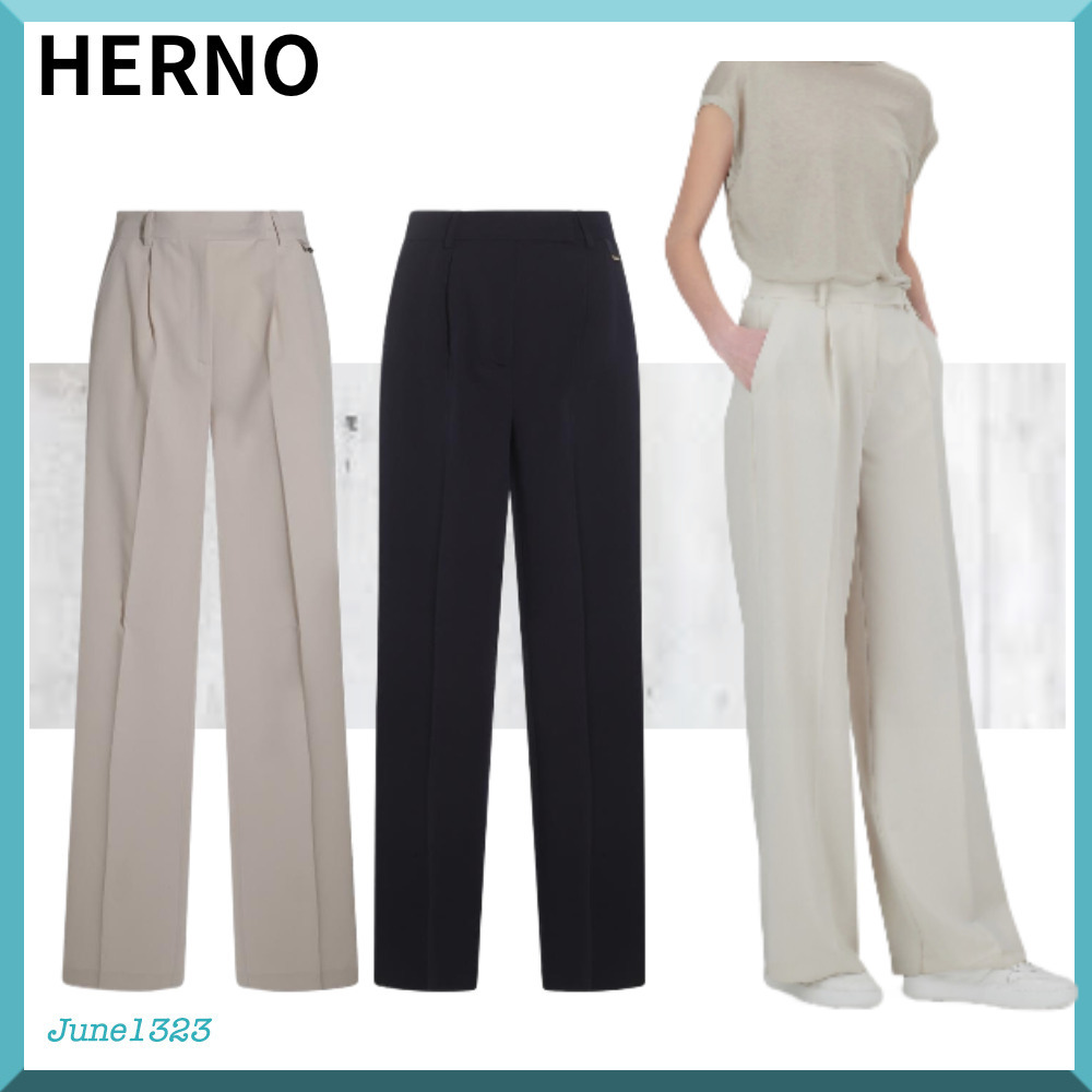 国内配送【HERNO】フローレストラウザー センタープレス パンツ