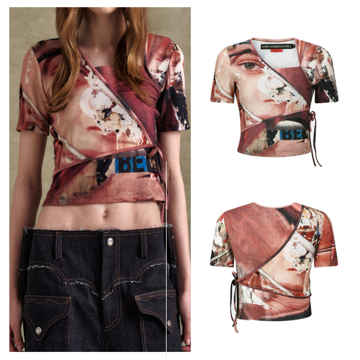 Tシャツ・カットソー ANDERSSON BELL COLLAGE PRINTED WRAP T-SHIRT 5JH978