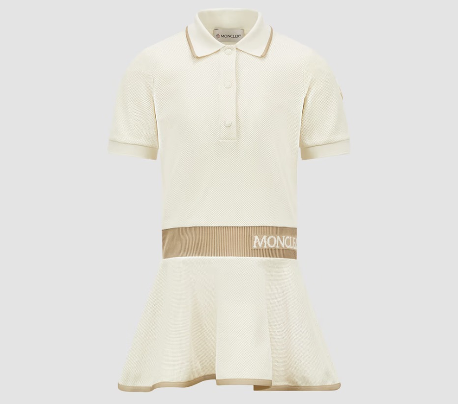 大人もOK！MONCLER2025春夏新作 ロゴ入りポロワンピース 12A/14A