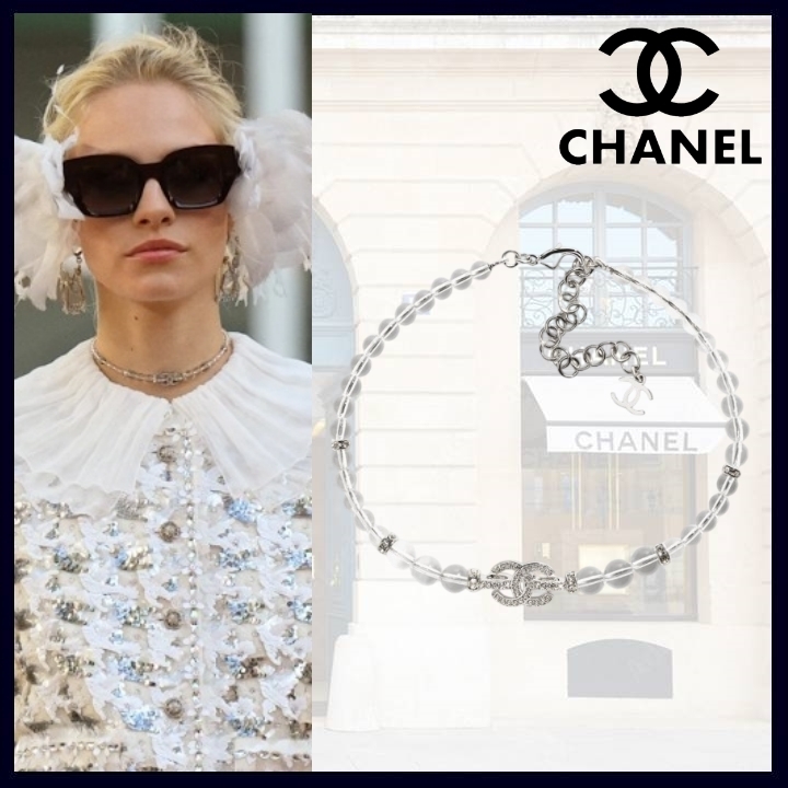 ゴージャス♪【CHANEL】CC ロゴ クリアパール ネックレス