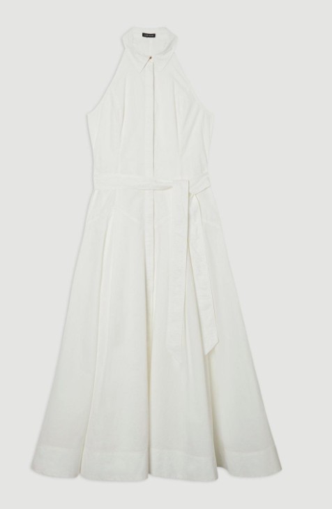 ★Karen Millen スクープネックｘベルトフレア 魅惑的マキシ★ ☆Karen Millen トップステッチxベルトフレア 魅惑的マキシ☆