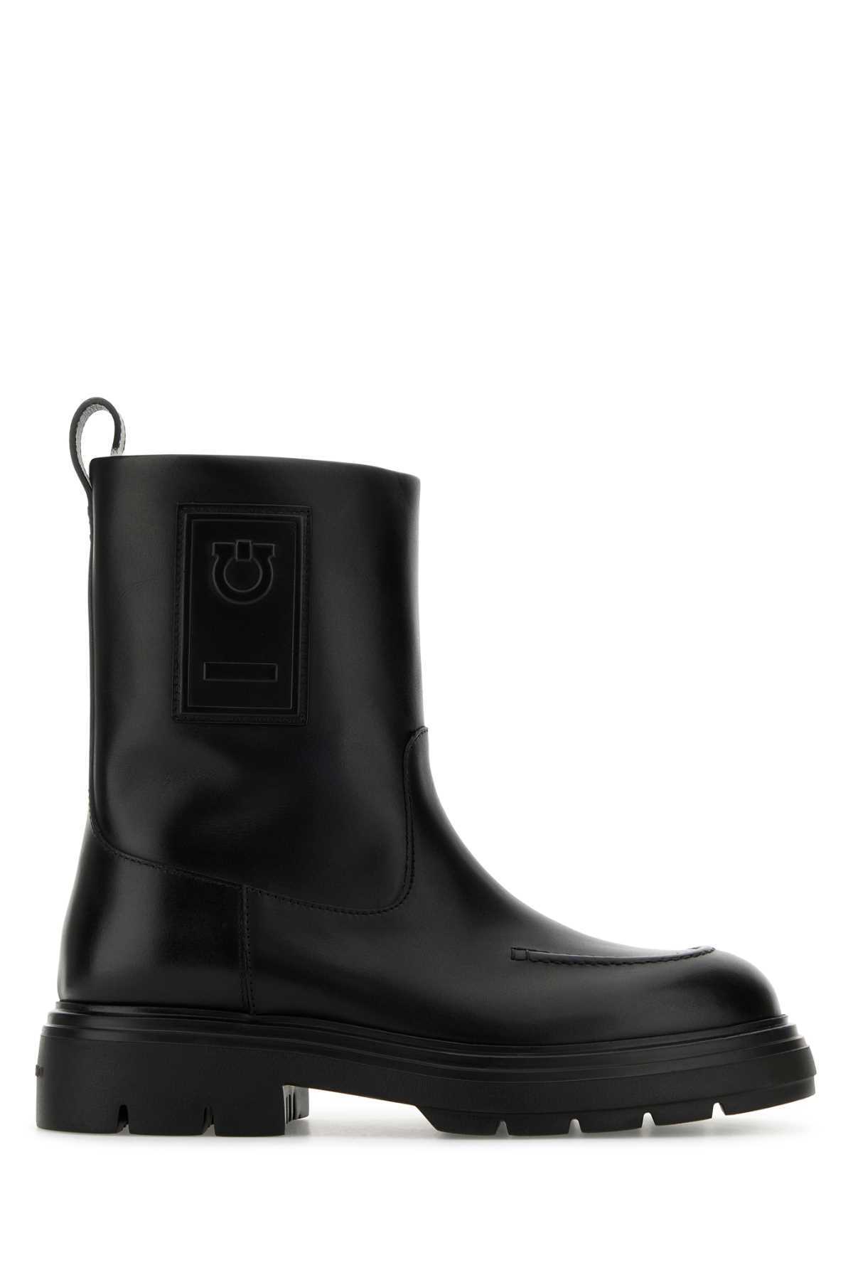 【関税&送料込】Salvatore Ferragamo Black Leather Tirba Ankl