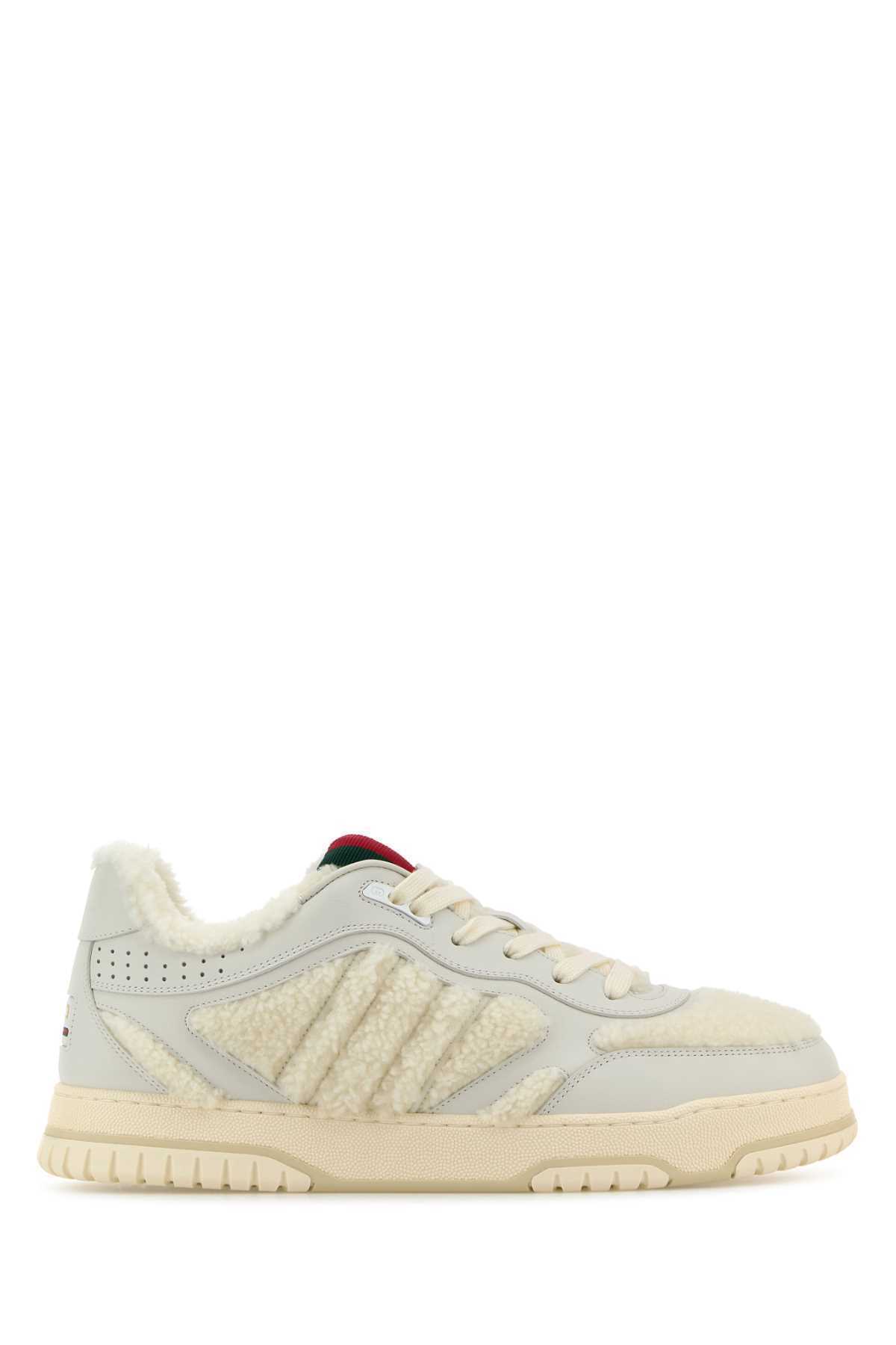 【関税&送料込】Gucci White Leather And Teddy Re-Web Sneaker