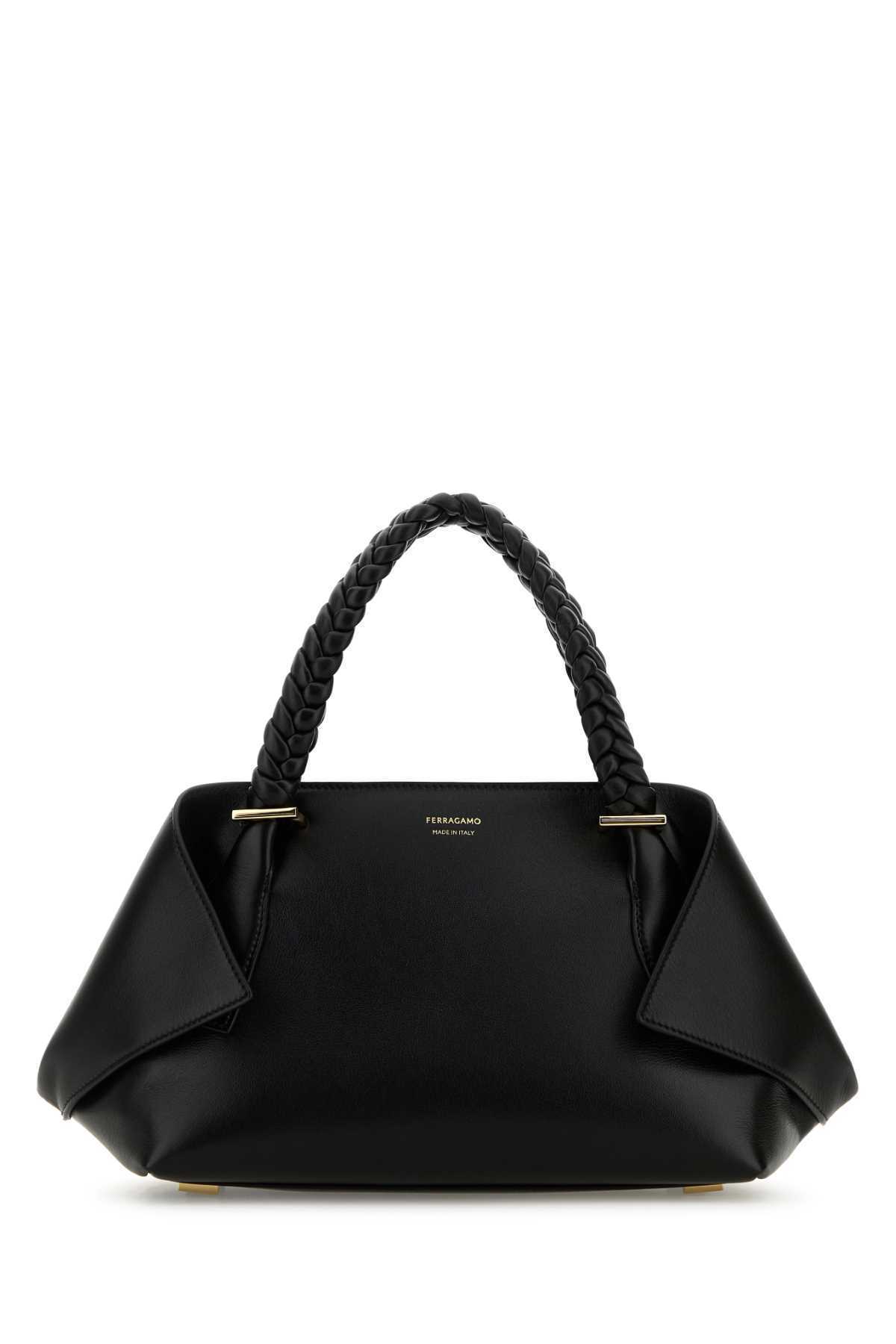 【関税&送料込】Salvatore Ferragamo Black Leather Medium Han