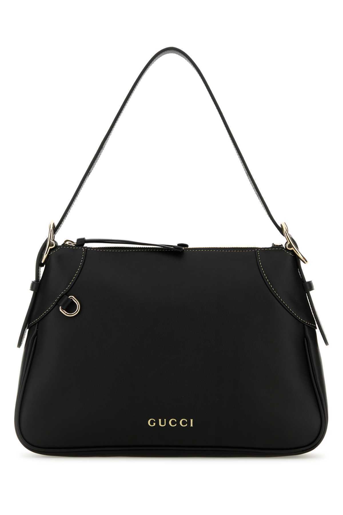 【関税&送料込】Gucci Black Leather Medium Gg Emblem Shoulde