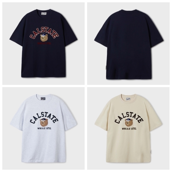 【WHO.A.U】Steve Campus Arch Letter T-shirt[B]
