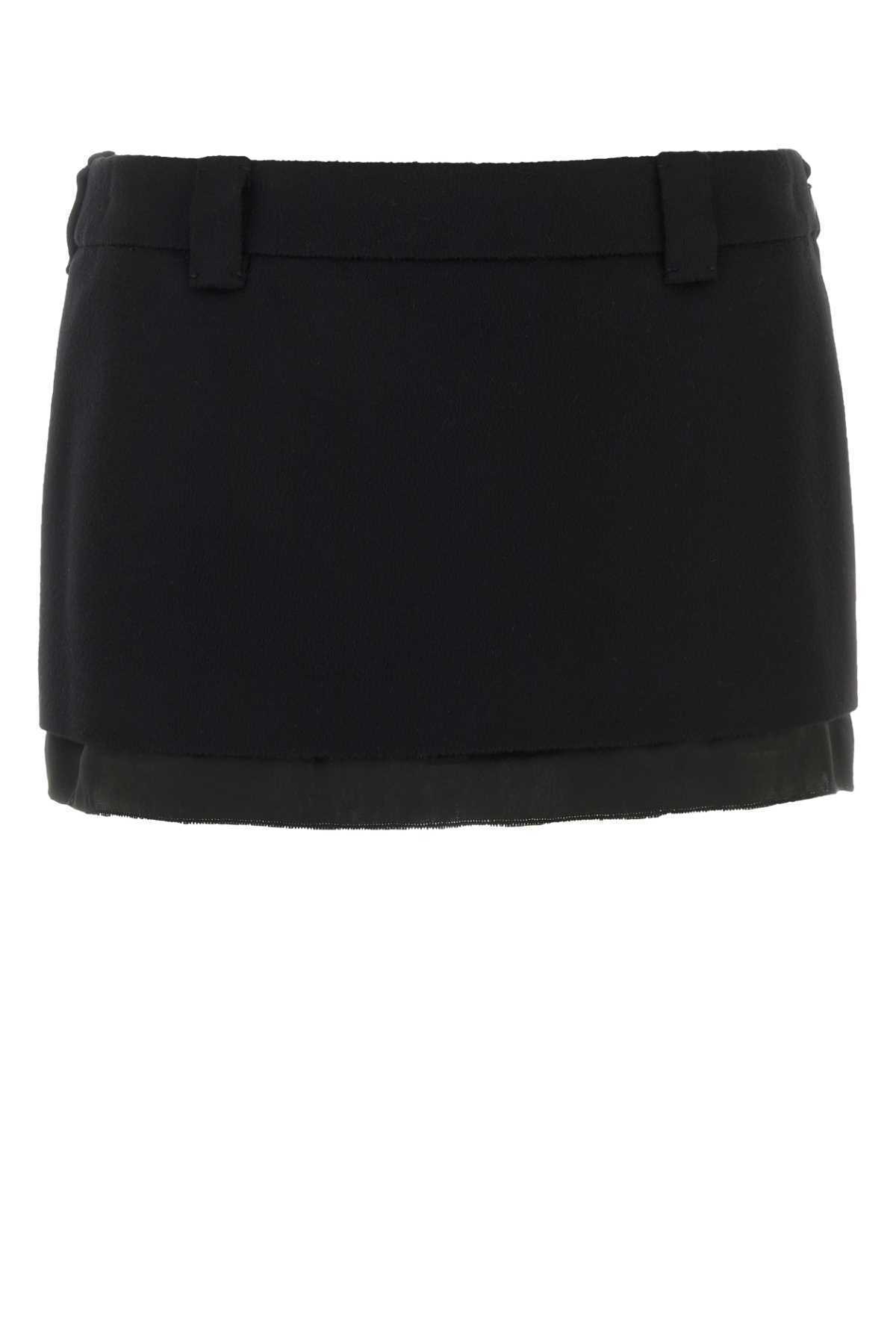 【関税&送料込】Miu Miu Black Wool Blend Mini Skirt